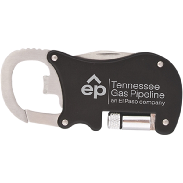 Custom Bottle Opener Carabiner with Flashlight  Knife