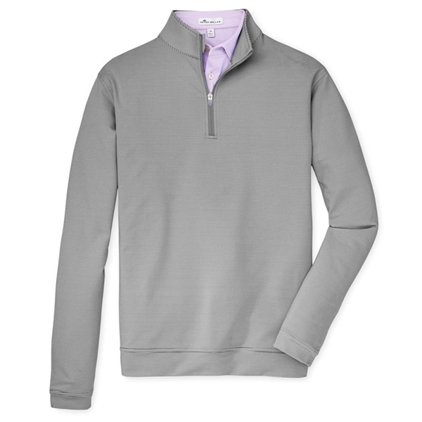 Peter Millar Men's Perth Mini-Stripe Stretch Loop 1/4 Zip - Peter Millar Men's Perth Mini-Stripe Stretch Loop 1/4 Zip - Image 1 of 2