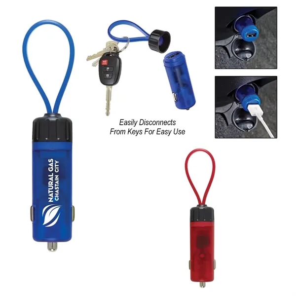 Luminous USB Car Charger Key Strap