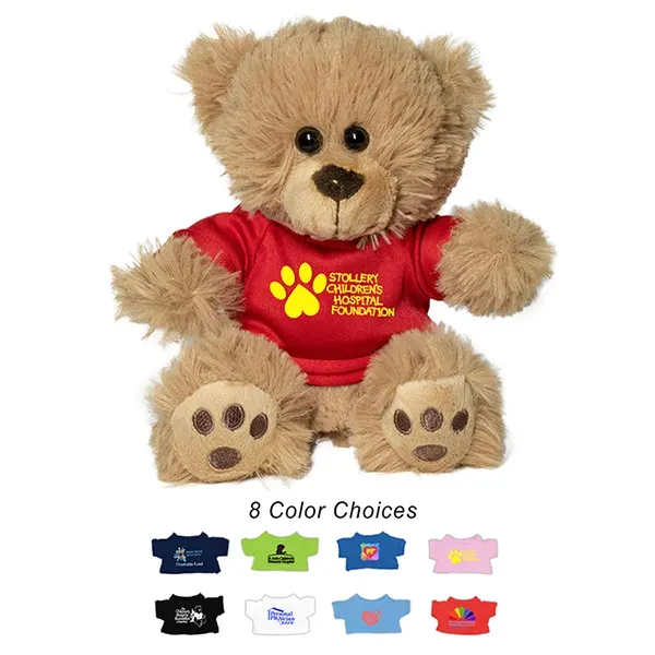 6" Plush Teddy Bear With Choice of T-Shirt Color
