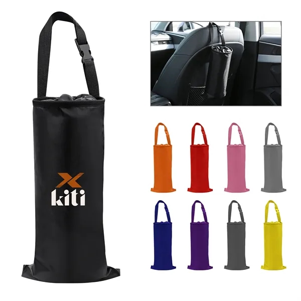 Polyester Foldable Hanging Car Trash Bag W/ Strap 15"x7.5"
