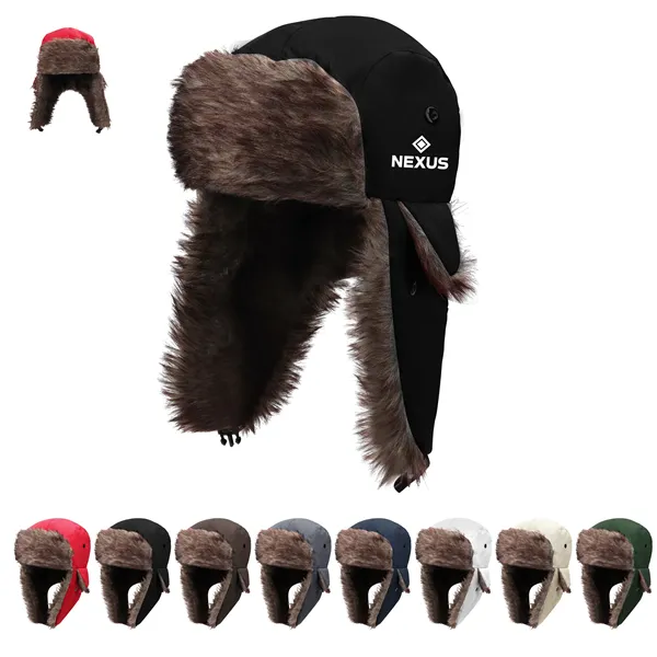 Polyester Warm Winter Trapper Hat W/ Ear Flaps