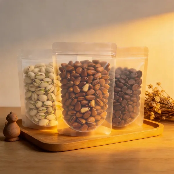 Reusable Frosted Food Bags Zipper Stand Up Pouches