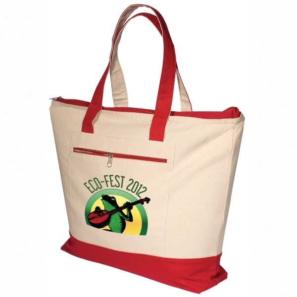 Zippered Cotton Boat Tote - Zippered Cotton Boat Tote - Image 1 of 6