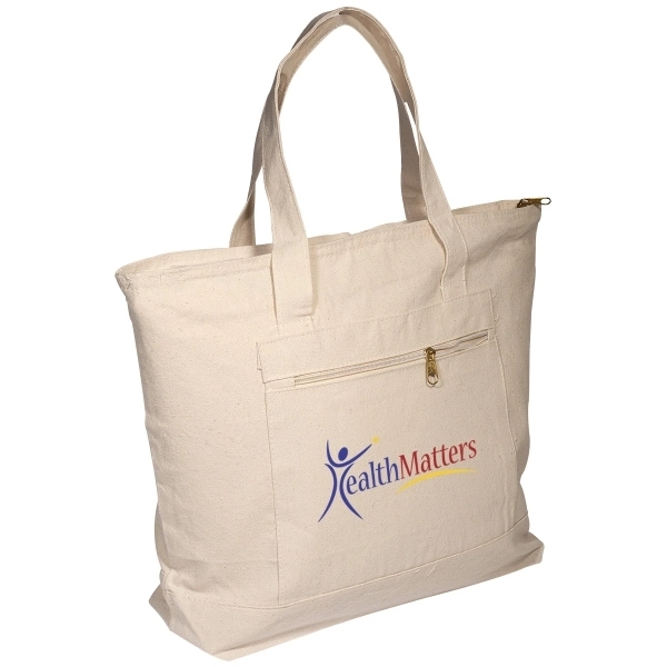 Zippered Cotton Boat Tote - Zippered Cotton Boat Tote - Image 3 of 6