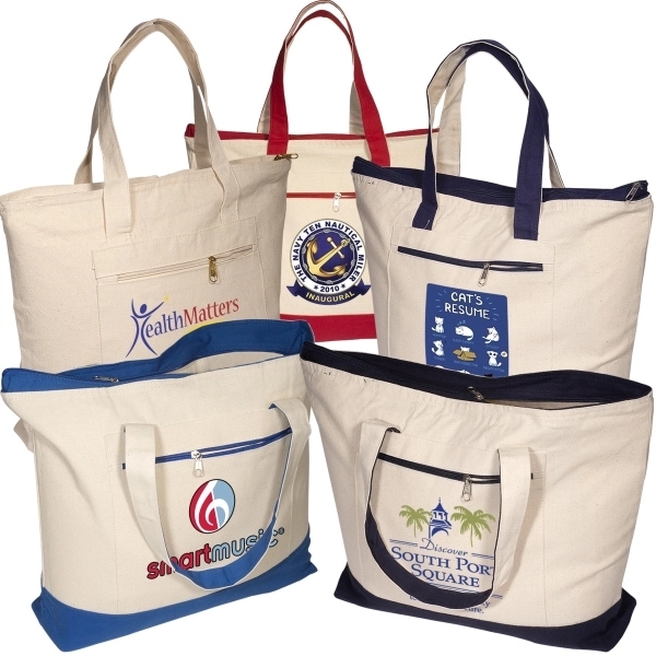 Zippered Cotton Boat Tote - Zippered Cotton Boat Tote - Image 6 of 6