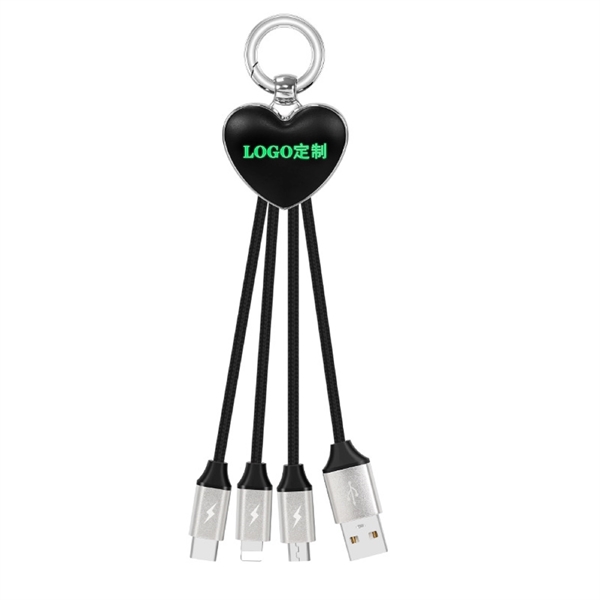 Braided 3 in 1 USB Charging Cable with LED Logo - Braided 3 in 1 USB Charging Cable with LED Logo - Image 0 of 3