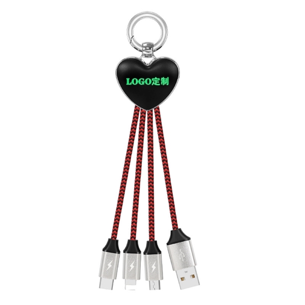 Braided 3 in 1 USB Charging Cable with LED Logo - Braided 3 in 1 USB Charging Cable with LED Logo - Image 2 of 3