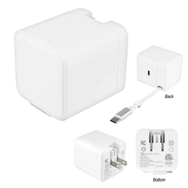 Custom 70W ETL Listed Wall Charger with Retractable Cable