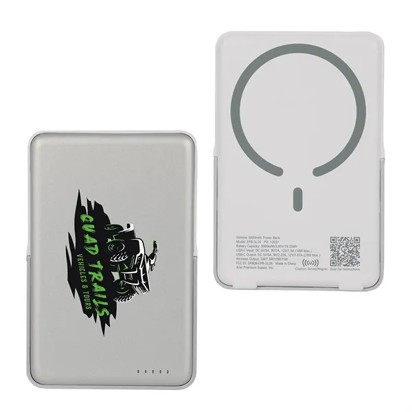 Slimline 5000mAh 20W PD Aluminum Power Bank with 15W Magneti
