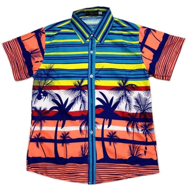 Unisex full color  Imprinted Hawaiian Camp Beach Shirt - Unisex full color  Imprinted Hawaiian Camp Beach Shirt - Image 18 of 22