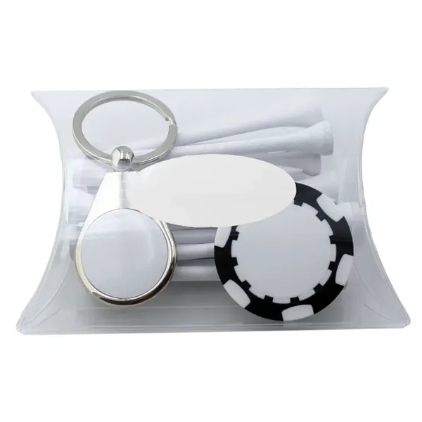 Clear Pillow Pack Golf Gift Set - Key Ring, Poker Chip & Tee