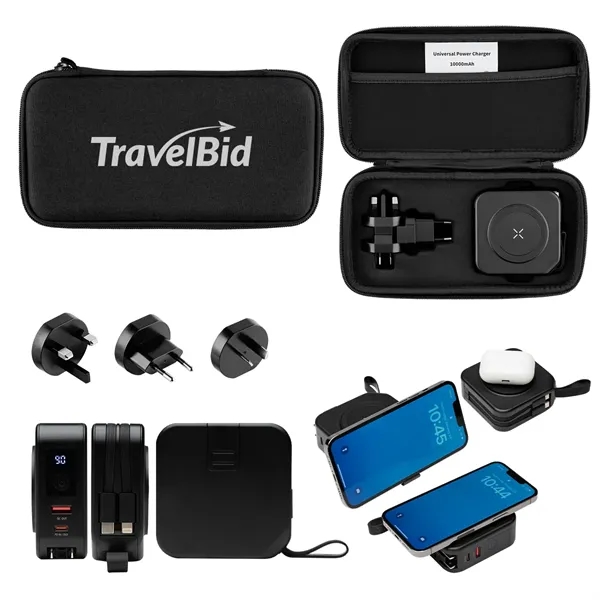 10,000 mAh Power Bank & Charger With International Adapters