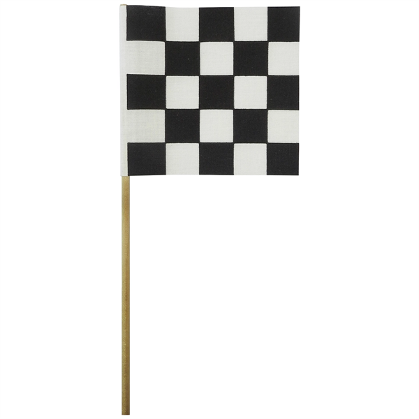 Checkered 4" x 4" Staff Mounted Muslin Flag - Checkered 4" x 4" Staff Mounted Muslin Flag - Image 0 of 1