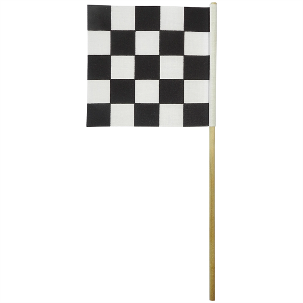 Checkered 4" x 4" Staff Mounted Muslin Flag - Checkered 4" x 4" Staff Mounted Muslin Flag - Image 1 of 1