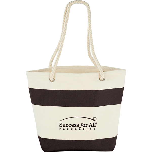 Capri Stripes 12oz Cotton Canvas Shopper Tote - Capri Stripes 12oz Cotton Canvas Shopper Tote - Image 2 of 16