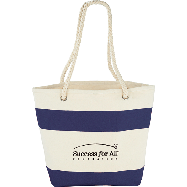 Capri Stripes 12oz Cotton Canvas Shopper Tote - Capri Stripes 12oz Cotton Canvas Shopper Tote - Image 7 of 16