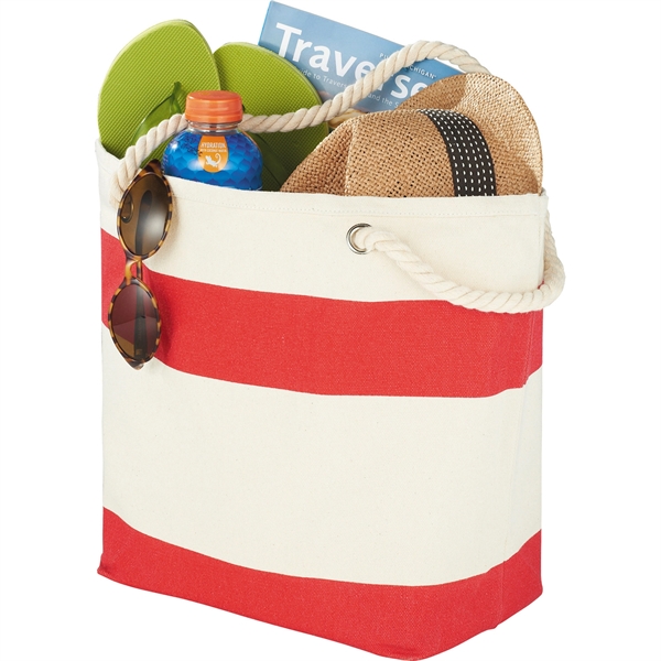 Capri Stripes 12oz Cotton Canvas Shopper Tote - Capri Stripes 12oz Cotton Canvas Shopper Tote - Image 10 of 16