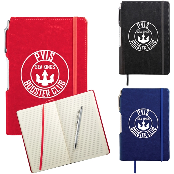 6" x 8.5" FSC® Mix Viola Bound Notebook with Pen - 6" x 8.5" FSC® Mix Viola Bound Notebook with Pen - Image 8 of 9