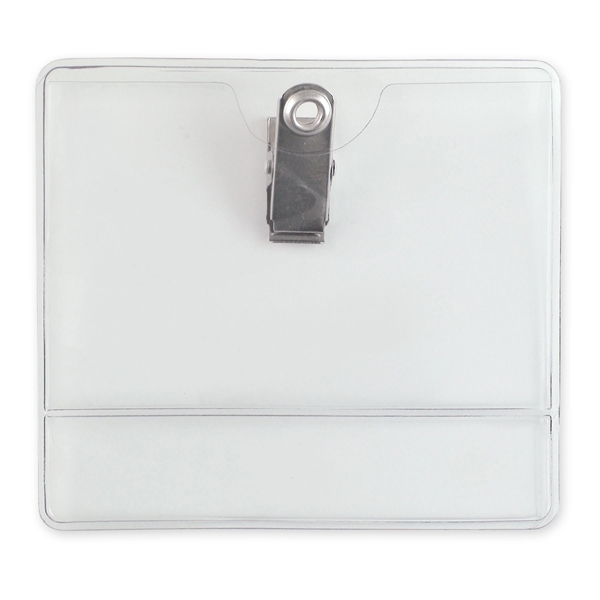 Premium 2-Pocket Display-Style Clip-on Vinyl Badge Holder - Premium 2-Pocket Display-Style Clip-on Vinyl Badge Holder - Image 0 of 1