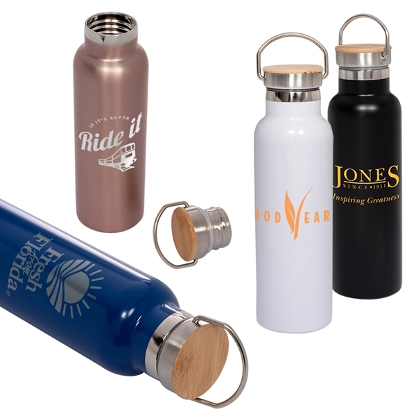 20 oz. Vacuum Bottle With Bamboo Lid - 20 oz. Vacuum Bottle With Bamboo Lid - Image 0 of 4