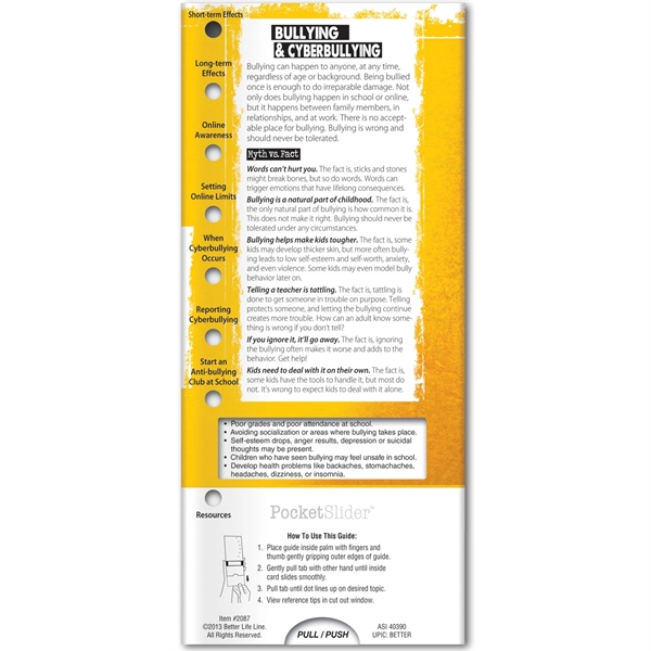 Pocket Slider™ - Parent's Guide to Bullying - Pocket Slider™ - Parent's Guide to Bullying - Image 2 of 2
