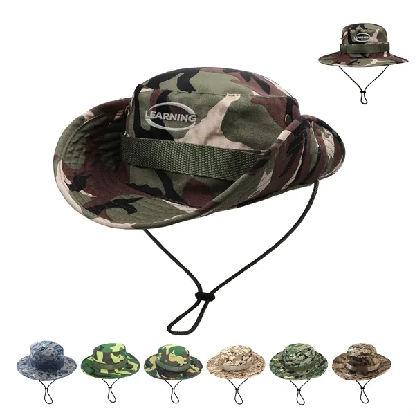 Camouflage Bucket Hat Sun Safari W/ Adjustable Strap