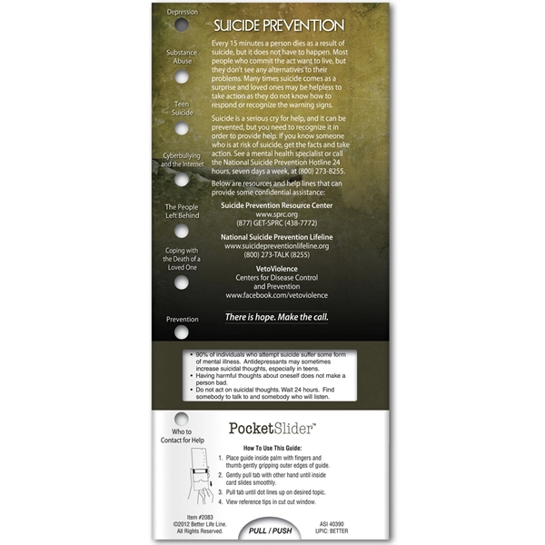 Custom Pocket Slider™ - Suicide Prevention