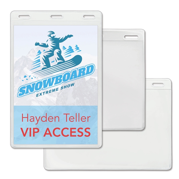 Large Event-Size Vinyl Badge Holders with 3 Slots - Large Event-Size Vinyl Badge Holders with 3 Slots - Image 0 of 7