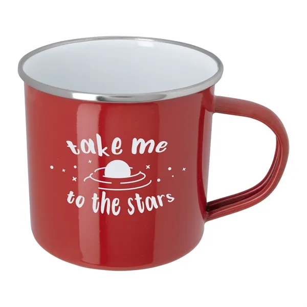 Custom 11.8 oz. Enamel Mug with Stainless Steel Rim with Steel C...