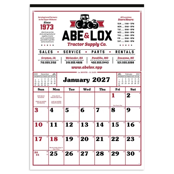 Skinner & Kennedy® Commercial 12-Sheet Calendar