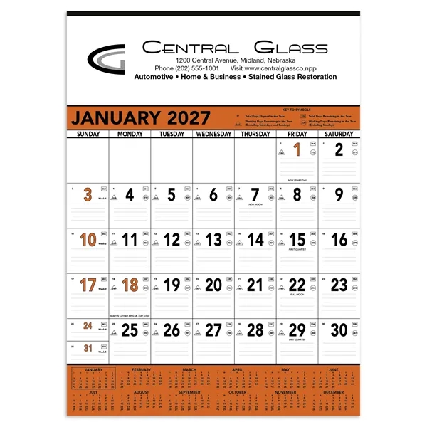 Triumph® Calendars Orange & Black Contractor Memo Calendar