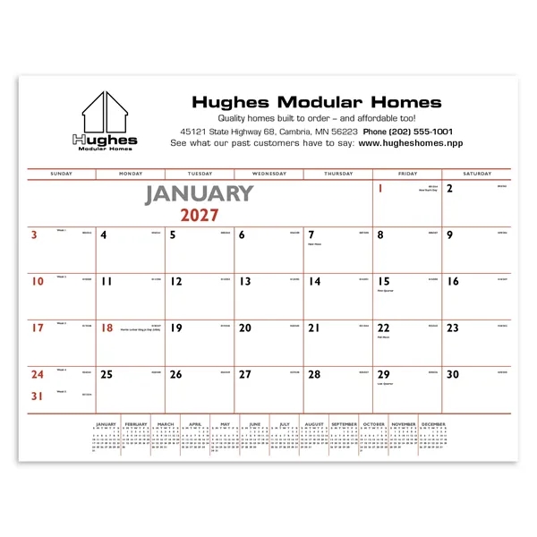 Triumph® Calendars Red & Black Desk Pad