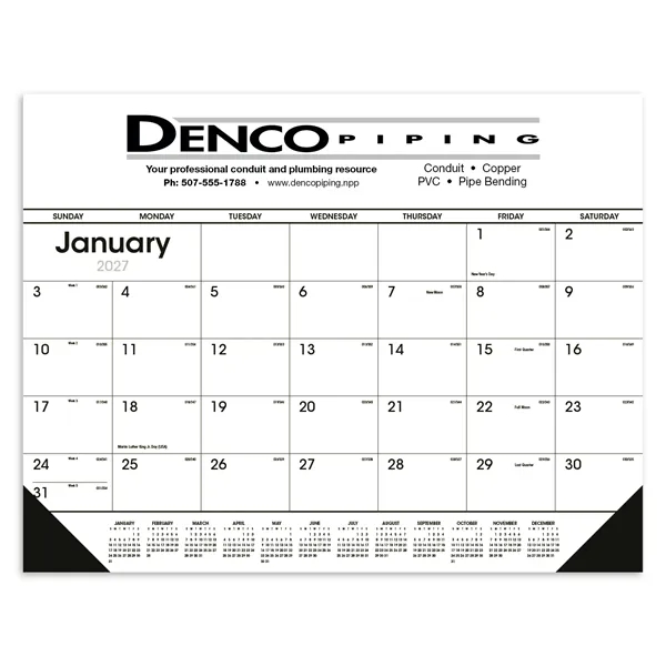 Triumph® Calendars Black & White Desk Pad with Vinyl Corners