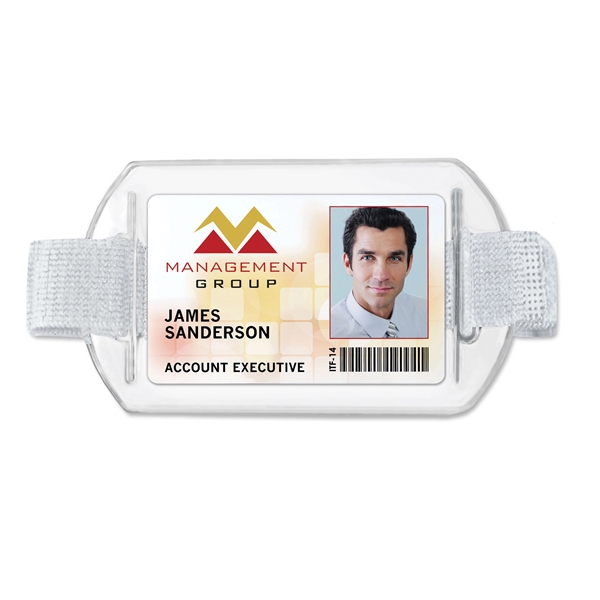 Horizontal ArmBand-Style Clear Vinyl Badge Holders w/ Strap - Horizontal ArmBand-Style Clear Vinyl Badge Holders w/ Strap - Image 3 of 4