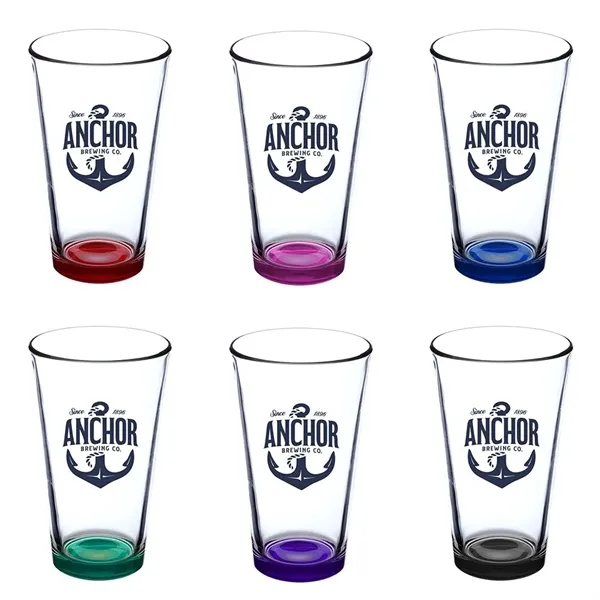 Thirsty 16 oz Pint Glasses with Color Bottom