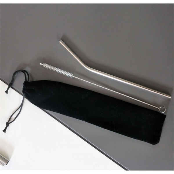 Set of 4 Stainless Steel Straws + Cleaning Brush in Gift bag - Set of 4 Stainless Steel Straws + Cleaning Brush in Gift bag - Image 7 of 8