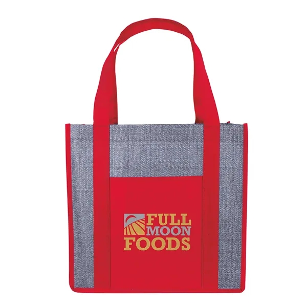 Custom Good Value™ Laminated Heathered Non-Woven Grocery Tote