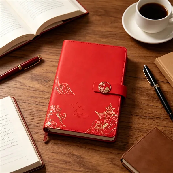 A5 PU Leather Business Notebook W/ Magnetic Clasp