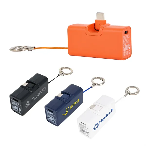 Bijou 1200mAh UL Listed Power Bank with USB-C Tip & Keyring