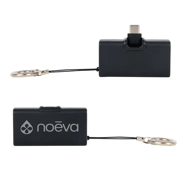Custom Bijou 1200mAh UL Listed Power Bank with USB-C Tip & Keyring