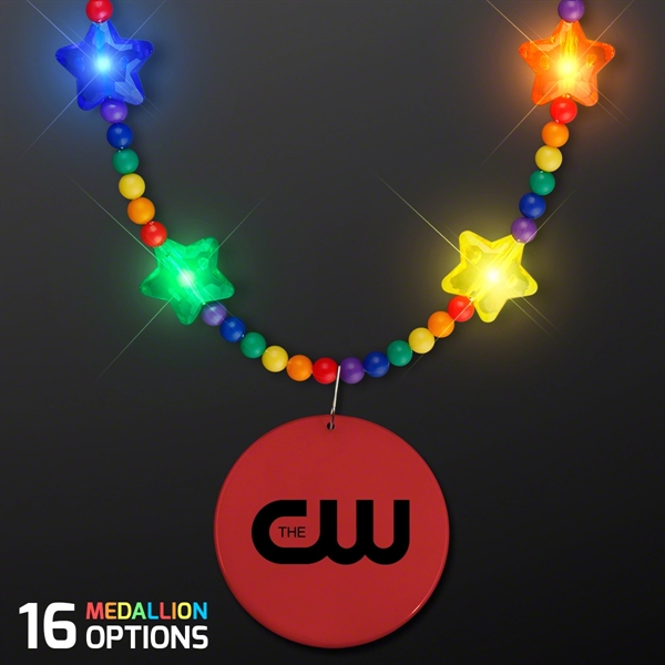 Rainbow Light Up Star Beads with Medallions - Rainbow Light Up Star Beads with Medallions - Image 1 of 5