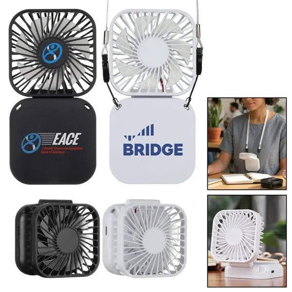 Handheld Rechargeable Folding Mini USB Fan w/Lanyard