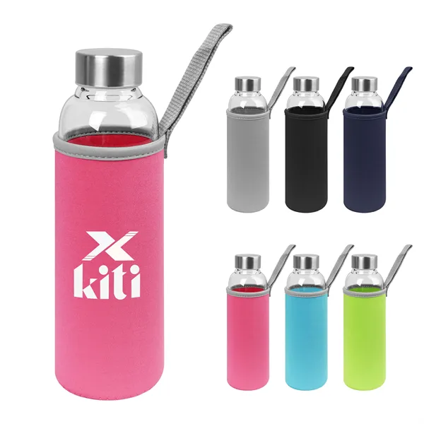 18Oz Glass Water Bottle With Sleeve & Lid