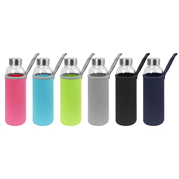 18Oz Glass Water Bottle With Sleeve & Lid