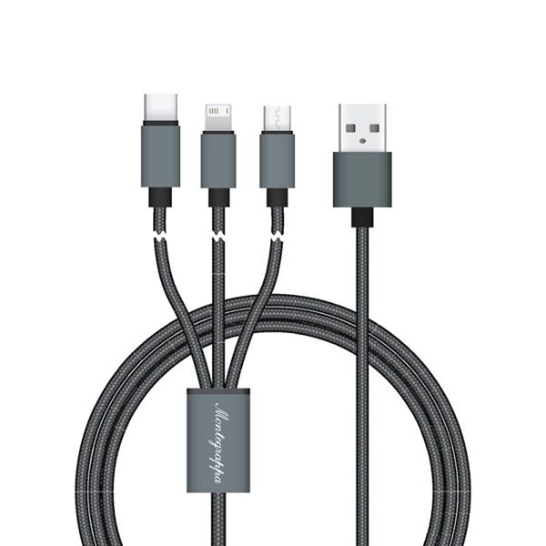CONNECT REACH - 5FT 3-IN-1 BRAIDED CHARGING CABLE - CONNECT REACH - 5FT 3-IN-1 BRAIDED CHARGING CABLE - Image 0 of 1