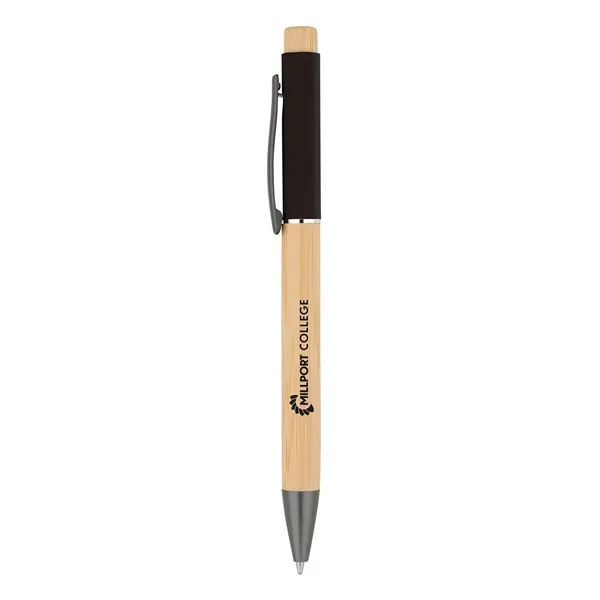 Bamboo Barrel with Gunmetal Clip Pen