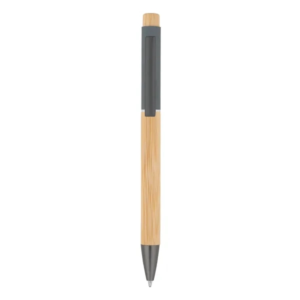 Bamboo Barrel with Gunmetal Clip Pen