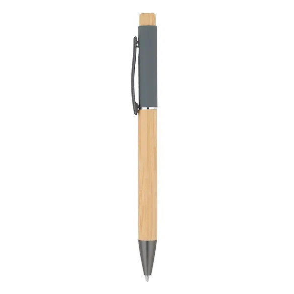 Bamboo Barrel with Gunmetal Clip Pen