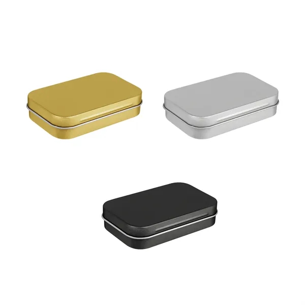 Small Rectangular Hinged Tin Box Container W/ Lid